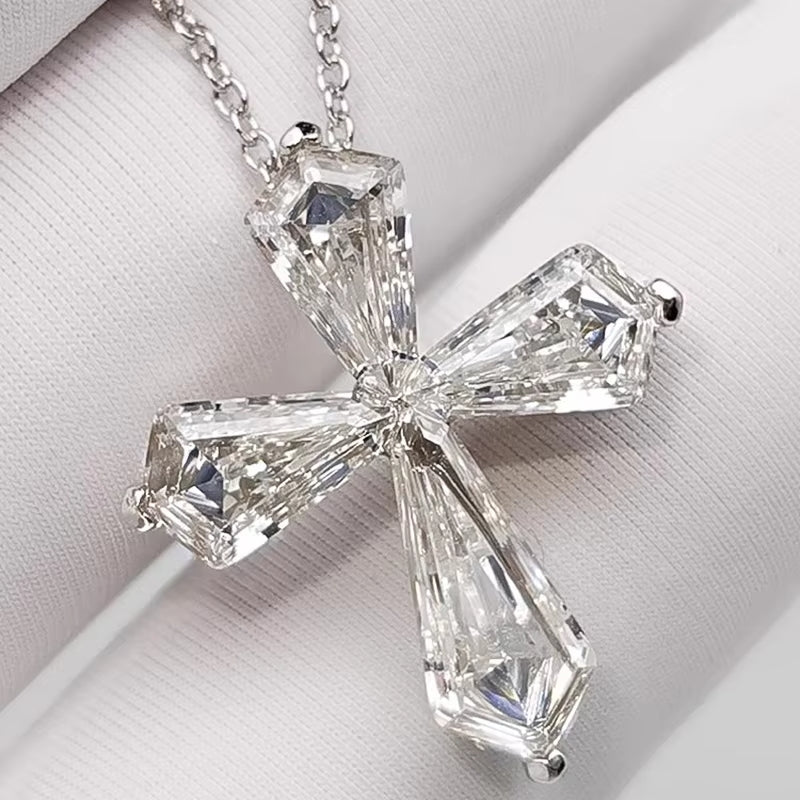 Huitan Crystal Cross Necklace for Women