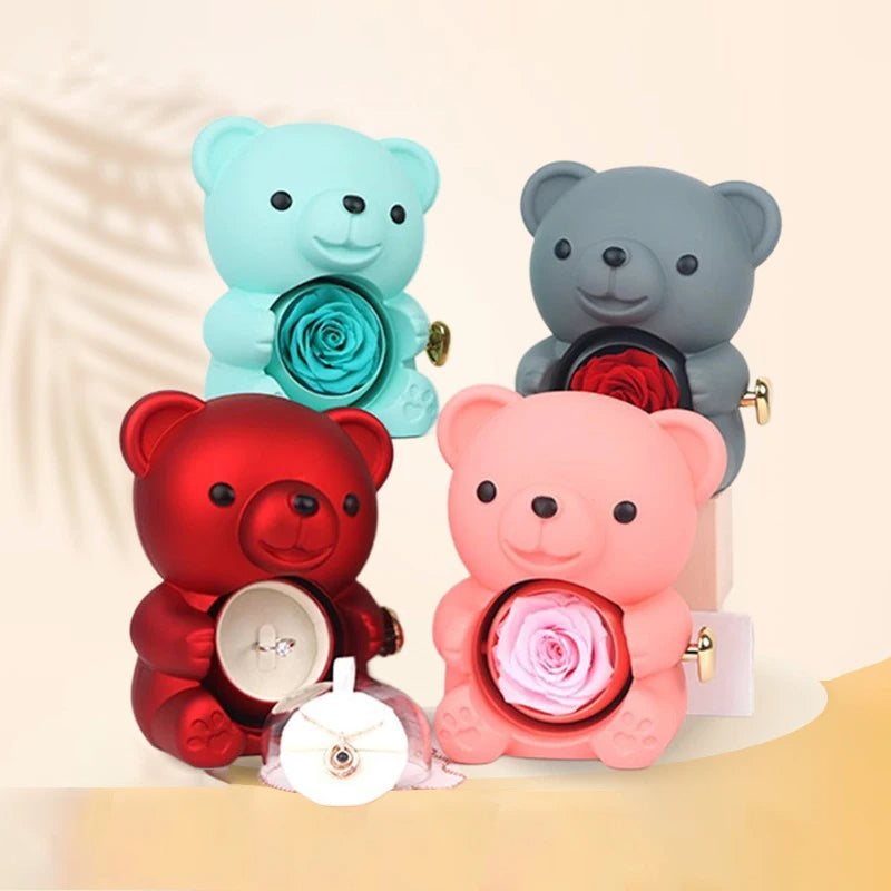 Eternal Rose Teddy Bear with Necklace