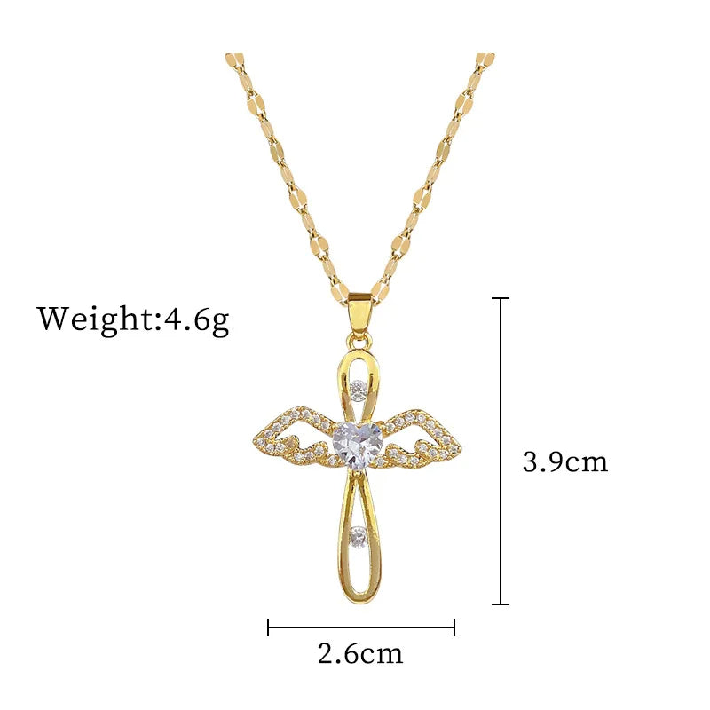 Shiny Luxury Zircon Cross Pendant Necklace