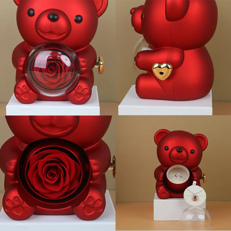 Eternal Rose Teddy Bear with Necklace